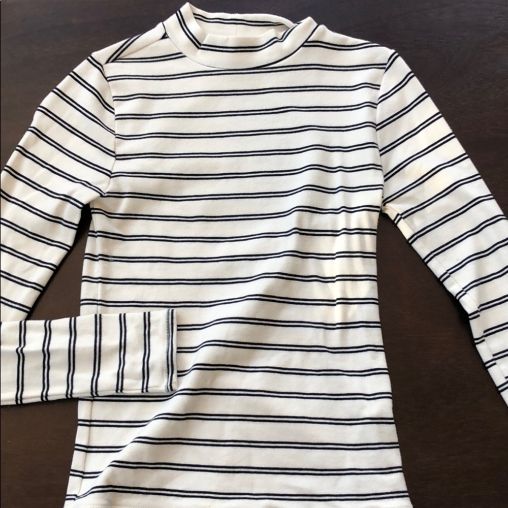 White and black mock turtleneck